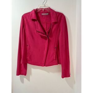 209 wst 38th women’s hot pink zip up jacket w/ button detail size 8 #34-0864